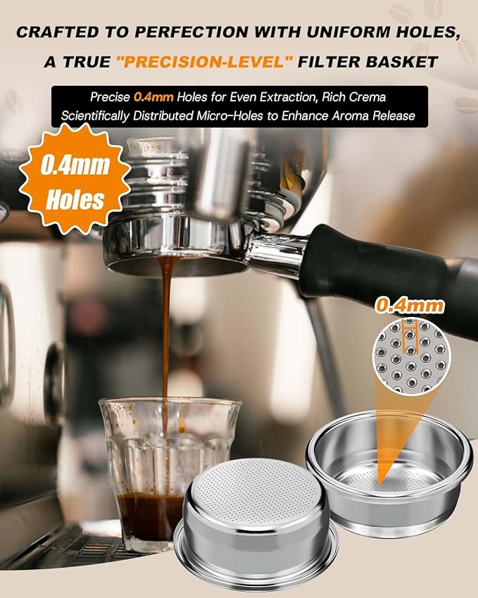 [1 Pack] Filter Basket 18–22g,Single Wall Multi-Hole Even Extraction, Compatible with 54mm Breville Sage Espresso Machines (Express, Bambino, Bambino Plus, Barista Pro, Impress,Barista Touch, Infuser)