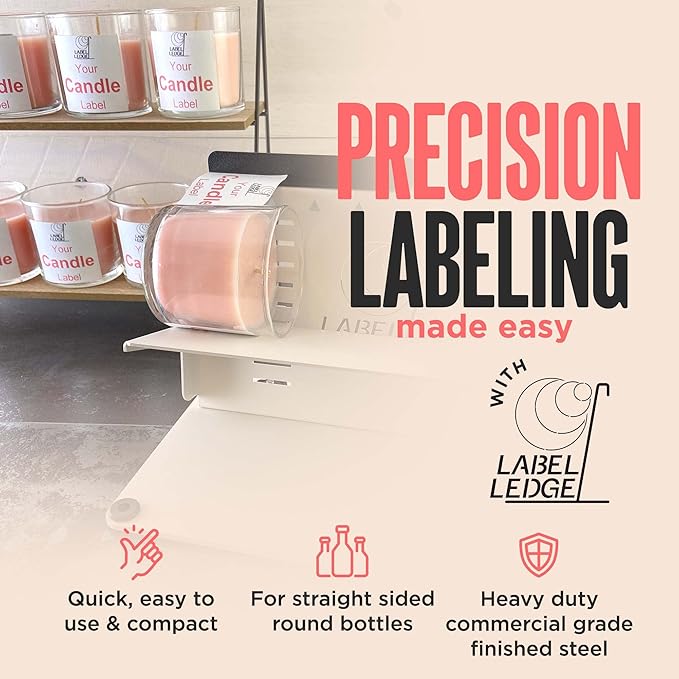 The Label Ledge – Original Patented Candle Label Applicator Tool (Made in USA) | Precise Label Placement Tool for Jars, Bottles & Candle Vessels