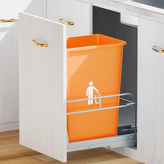 Pull Out Trash Can Under Cabinet with Soft-Close Slides,Garbage Can Not Included,Heavy Duty Under Sink Trash Can Kit for Kitchen, Requires Minimum Cabinets Opening 12" W X 18" D