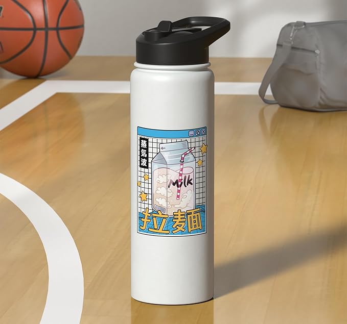 Milk Carton Digital Japan Style 80s Otaku Vaporwave Anime Stainless Steel Insulated Water Bottle