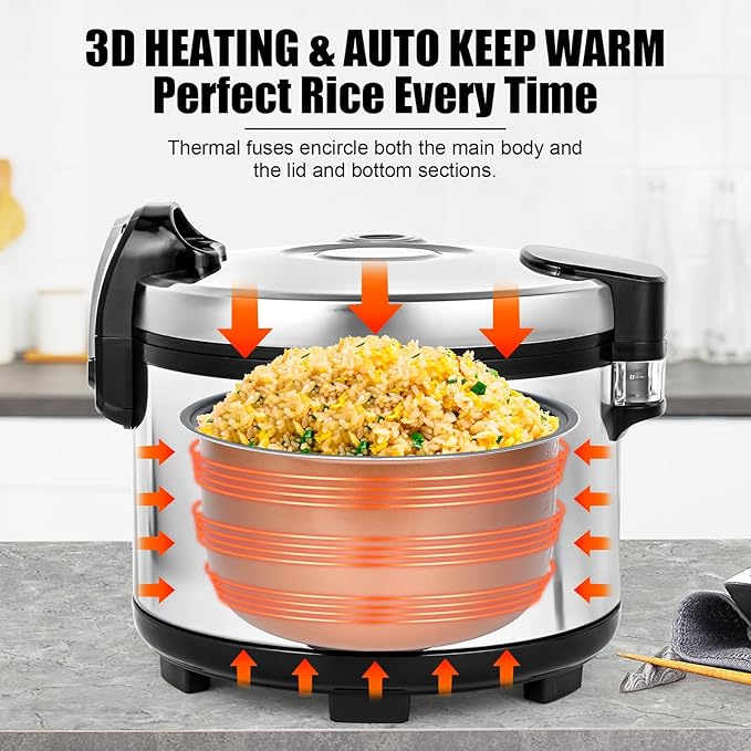 Commercial Rice Cooker,15.85QT/84 Cups Cooked Rice,15L Extra Large Capacity Rice Cooker & Warmer,1350W Fast Rice Cooker With LED Display,Nonstick Inner Pot,Multi-Function Electric Rice Maker