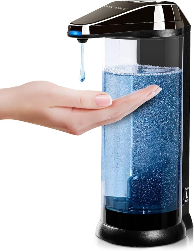 Secura 17oz Automatic Liquid Soap Dispenser, Touchless Battery Operated Hand Soap Dispenser with Adjustable Soap Dispensing Volume Control Dial, Personal Care Dispenser (Dark Gunmetal)