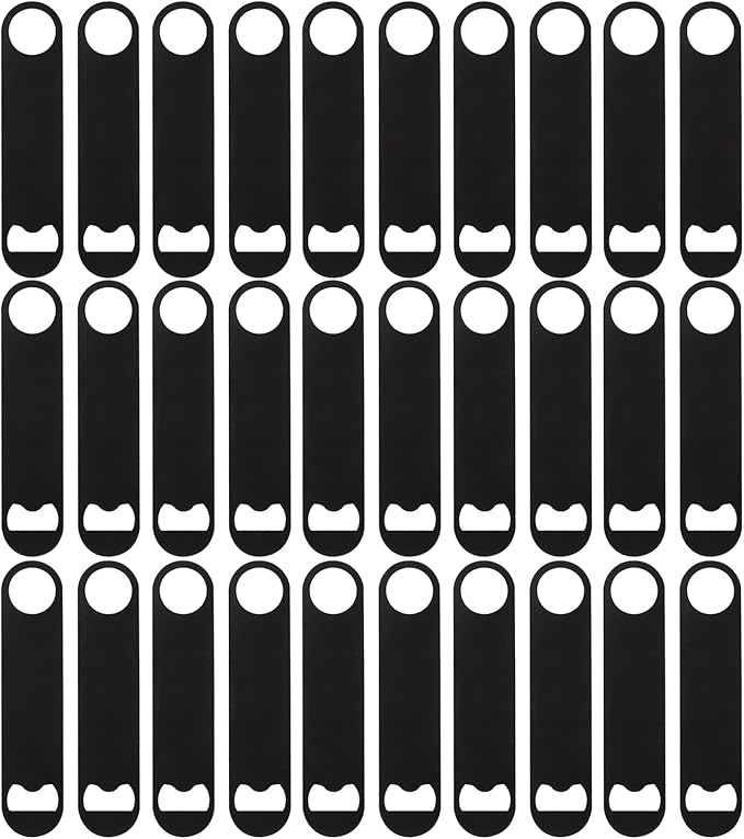 30 Pcs Flat Bottle Opener 7 Inch Black Stainless Steel Beer bottle Openers Heavy Duty Bar Blade Solid Bottle Cap Opener Funny Bartender Bottle Opener for Kitchen Restaurant Party Supplies