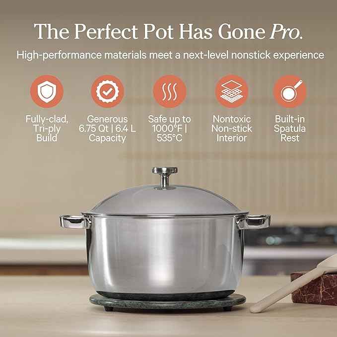 Our Place Titanium Pro Cookware Duo – Always Pan & Perfect Pot with Nonstick No-Coating Technology | Tri-Ply Titanium & Stainless Steel | Safe for Oven, Induction & All Cooktops up to 1000°F | Chrome