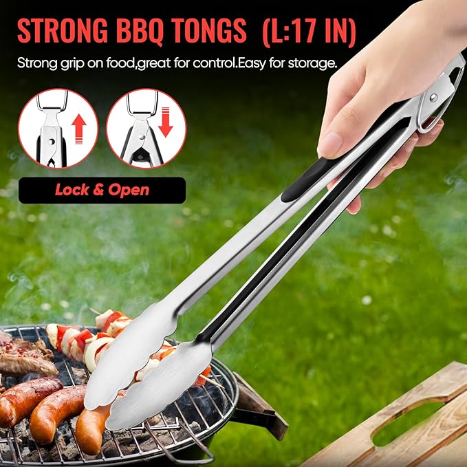 BBQ Accessories Grill Tools Set,Stainless Steel Barbecue Grill Accessories for Outdoor Grill,Barbecue Utensils Grilling Accessories Grilling Gifts for Men,Father's Day/Christmas/Thanksgiving Day
