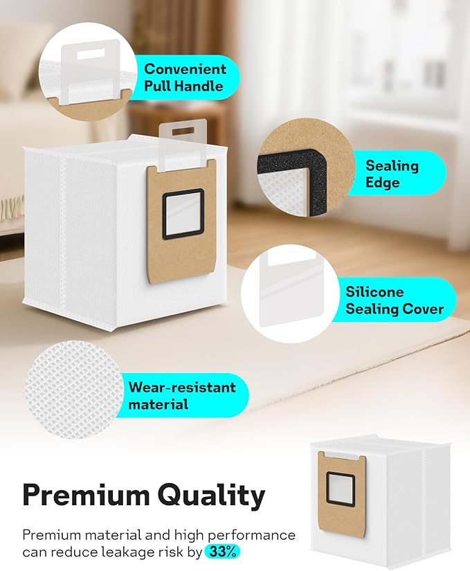 Leemone 12 Pack E25 E28 Dust Bags Compatible with eufy Omni Robot Vacuum E25 E28, 4 Layer Filtration System with Activated Carbon Fabric to Remove Unwanted Odors