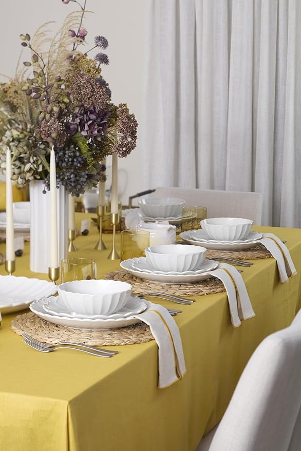 Lenox Stoneware Dinnerware Sets, French Perle Scallop White 12-Piece Dinnerware Set for 4, Service For 4, Dishwasher Safe Dishware, Dishes Set, Stoneware Dinner Plates and Bowls Sets (White, 12 Piece)