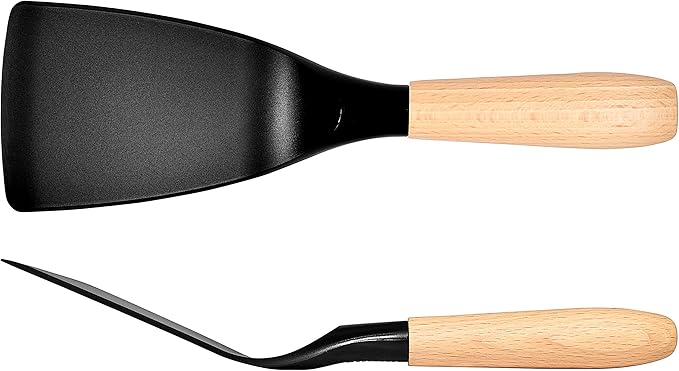 Short Spatula, Stylish Kitchen Tool, Flexible Non Stick Heat Resistant Nylon Turner Spatula, Wooden Short Handle, Cooking for Fish, Eggs, Pancakes