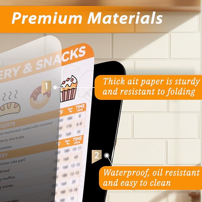 Air Fryer Cheat Sheet Magnets Cooking Guide Booklet, Air Fryer Cooking Guide Magnetic, Air Fryer Accessories