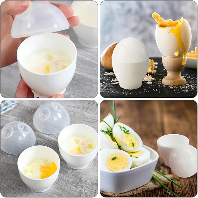 INOOMP 10pcs Microwave Oven Egg Cups White Steamed Egg Cooker Set for Home Kitchen Steamer Specialty Cookware