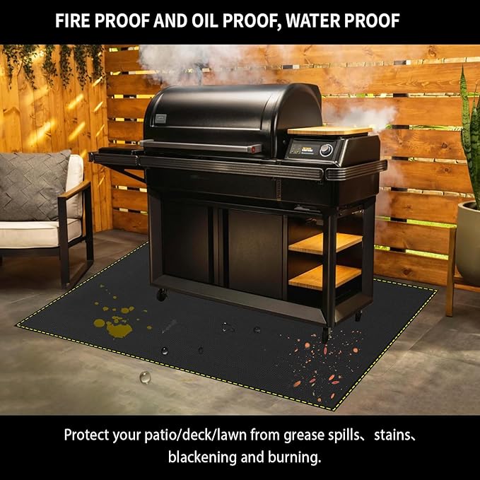 80x48 Inch Large Under Grill Mat for Outdoor Grill Deck Patio Protector, Silicone Fireproof Waterproof Oil-proof BBQ Floor Matt Pad