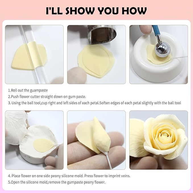SK Rose Petals Silicone Fondant Mold Sugar Paste Baking Mould Cookie Pastry