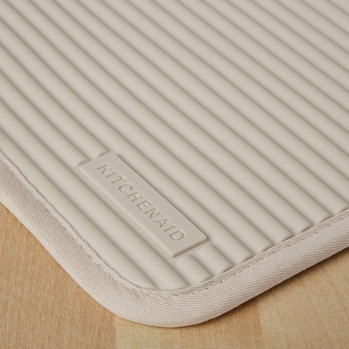 KitchenAid Ribbed Soft Silicone Water Resistant Pot Holder Set, Milkshake, 2 Piece Set & Beacon Non-Slip Oven Mitt Set, Milkshake/Beige, 2 Piece Set