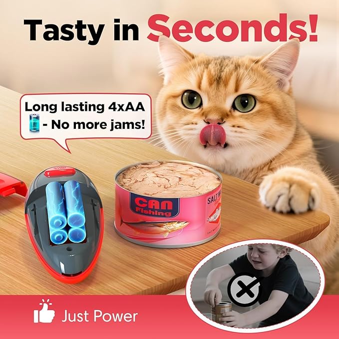 Easy Electric Can Opener One Touch Fits All Can Sizes with Safety Smooth Edge for Kitchen, Hands Free Can Opener electric with Battery Operation for Seniors, Arthritis and Chef