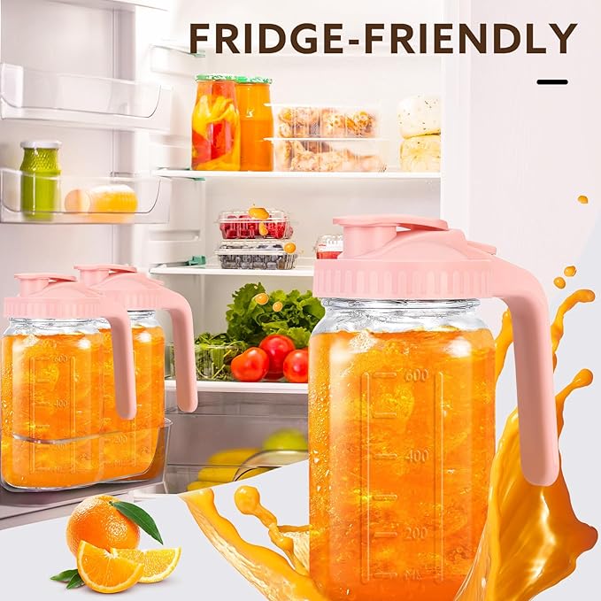 Mihlapi Breast Milk Pitcher, 32 OZ Mason Jar Pitcher with Lid Double Leak Proof,1 Quart Breastmilk Storage Containers for Fridge, Glass Jug for Sun Tea, Juice, Cold Brew Coffee