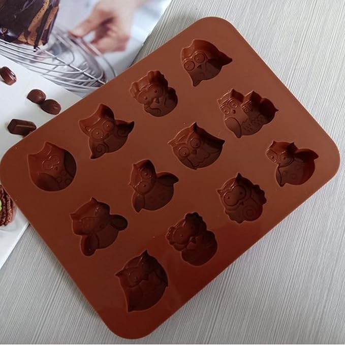 Joyeee 1 Pcs Animal Chocolate Mold, Owl Candy Mold Silicone Jello Mould for Kids, Small Silicone Molds for Candy Making, DIY Homemade Gummy, Ice, Pudding, Chocolate, Soap, Wax Melt etc