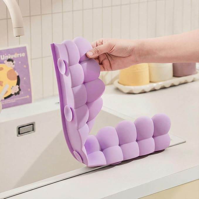 Silicone Sink Splash Guard for Kitchen & Bathroom - 20" Water Barrier with Suction Cups. Faucet Splash Catcher to Keep Clothes Dry & Countertop Clean.