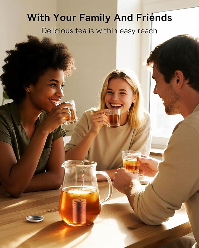 House Again 2 Pack Tea Infusers, Extra Fine Mesh Tea Strainers for Loose Tea, Updated Slim Threaded Lid & 304 Stainless Steel, Filter Bags Diffusers, Loose Leaf Tea Steeper for Brew Tea Spices