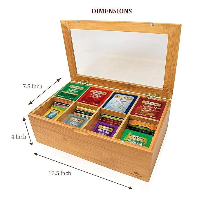 Twinings Tea Bag Sampler Variety with Bamboo Organizer (60 Tea Bags) 40 Different Flavours, Gift for Tea Lovers: Women, Men, Mom, Dad, Family, Friends, Couples