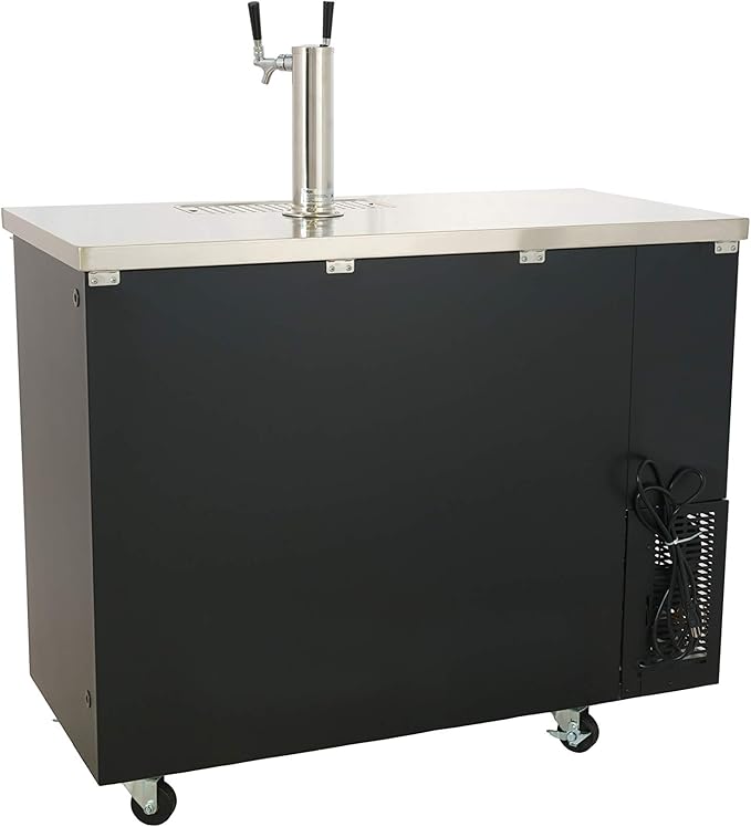 PEAKCOLD 2 Door Commercial Beer Dispenser - Double Tap Keg Cooler - Kegerator; 48" W