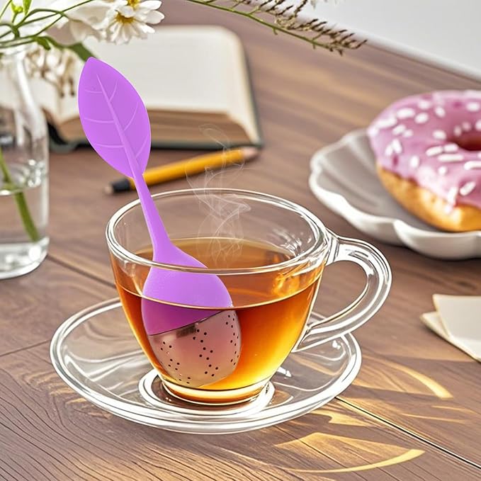 Bekith 7 Pack Silicone Tea Infuser, Cute Loose Leaf Tea Steeper, Fine Mesh Tea Strainer with Drip Tray, Stainless Steel Tea Filter Ball Tea Diffuser Steeper for Cup Mug