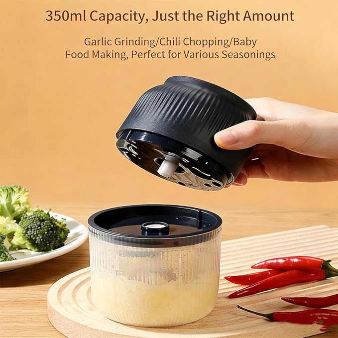 Electric Garlic Chopper, Mini Portable Veggie Cutter, Veggie Chopper with Container and Lid, Rechargeable Cordless Food Chopper for Garlic, Onion, Chili, Fruits Vegetables (Blue)