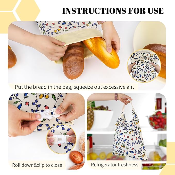 1 PCS Beeswax Bread Bags - 17x13 Inch Reusable Bread Storage Bags,Bees Wax Lined Bread Bags for Home Cooks fresh bread storage Easy Clean (Berry)