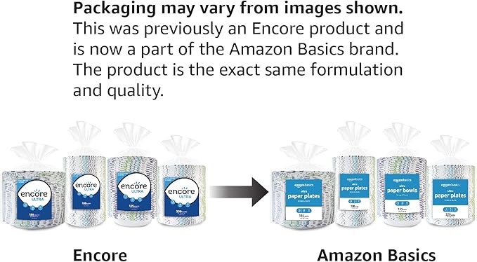 Amazon Basics Ultra Paper Plates, 10 Inch, Disposable, 44 Count
