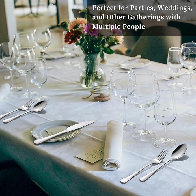 12-Piece Silverware Set for 4 - Stainless Steel Flatware Cutlery Set Service for 4, Mirror Polished Flatware Set Include Forks Spoons Knives for Home, Wedding, Restaurant, Dishwasher Safe