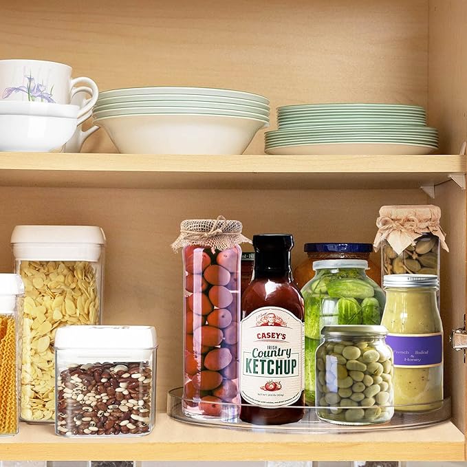 2 Pack Lazy Susan Organizer and 2 Tier Bathroom Organizer Countertop- 10.6inch/Clear