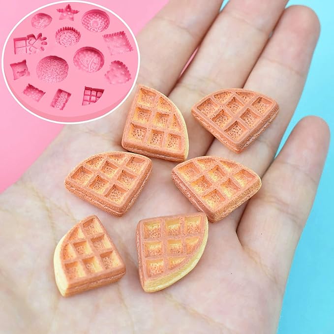 Cookie Fondant Molds, Mini Cake Decorating Silicone Mold Set of 2, Perfect for Cupcake Toppers, Cookie Dough, Sugar Craft Glue, Candy Chocolate, Flower Paste, Clay, Resin, Gypsum