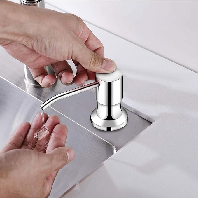 Sink Soap Dispenser, Kichen Sink SoapDispenser, 47" Extension Tube kit, Under Sink Soap Dispenser Pump, No Need More Refills （Chrome-2 Pack）