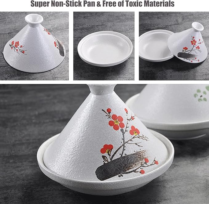 Japanese Cuisine Tangine Ceramic Tagine Pot Hotels Restaurants Hand-Painted Tajine with Lid Stew for Dishwasher Oven