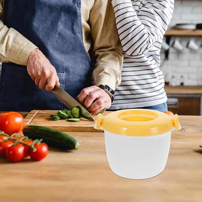 SHERCHPRY Microwave Rice Cooker Small 4 Cup Multifunctional Microwaveable Rice Steamer with Locking Lid for Cooking Vegetables Noodles Compact Kitchen Appliance 7.87X7.87X6.10In