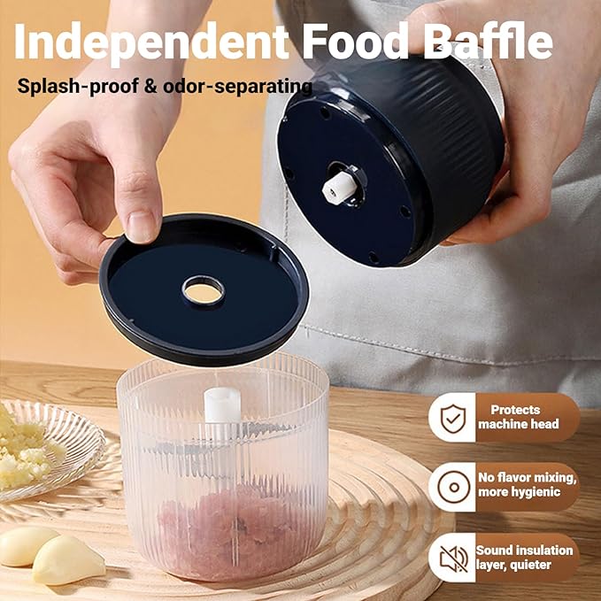 2026 New Electric Garlic Chopper, Mini Portable Veggie Chopper, Small Cordless Garlic Choppers Mincer, USB Rechargeable, 350ML Electric Mini Veggie Cutter for Onion, Garlic, Chili, Ginger (White*2)
