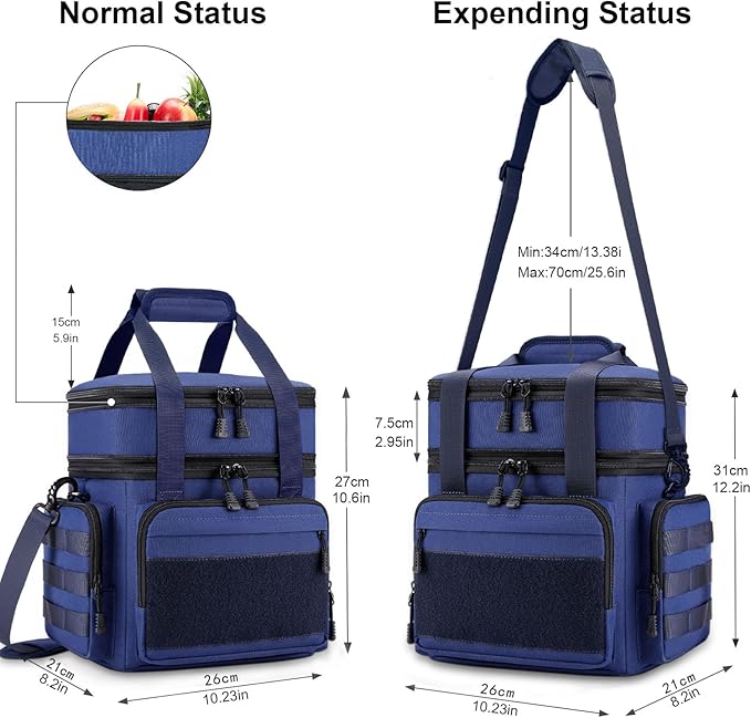 Gafetrey Large Lunch Box Bag for Men - Tactical Insulated Lunch Bag Adult - Thermal Lunchbox Leakproof Waterproof Cooler Bag for Work Office Camping Travel