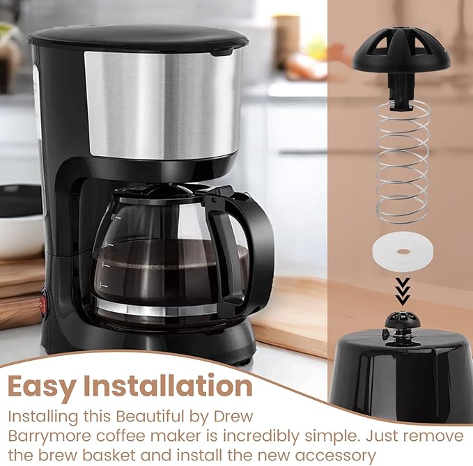 Coffee Replacement Brew Basket Spring Loaded Stopper Kits For Decker Hamilton Coffee Maker Parts and Mr. Coffee Black, Compatible with Majority 4-12 Cup Drip Coffee Makers - 990117900 990237500