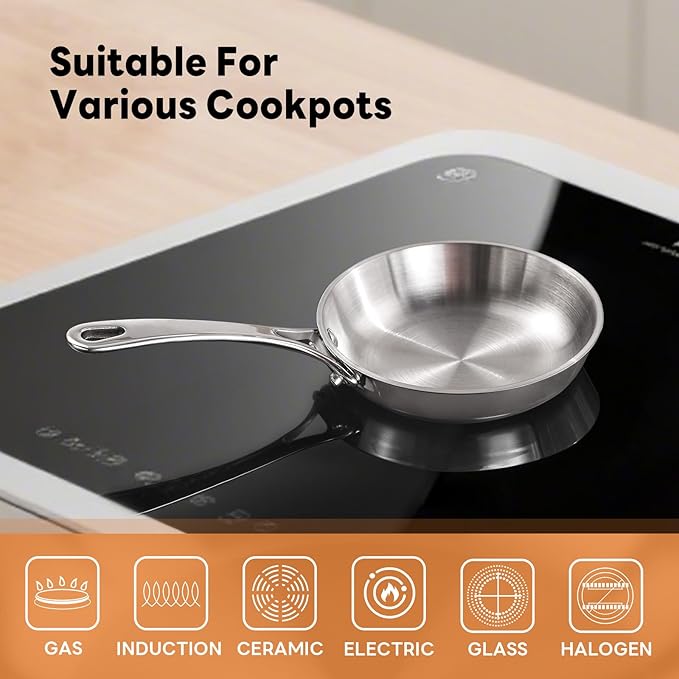 Macevia 0.12QT Mini Sauce Pan, 18/10 Stainless Steel Butter Warmer, Small Pot with Handle, Ideal for Kitchen, Restaurant, Camping & RV Use (4 Inch) - Silver