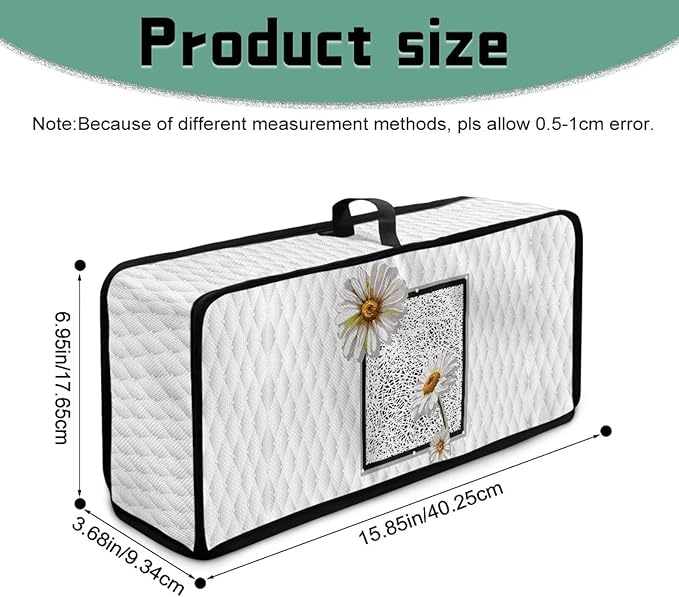 Toaster Cover 2 Slice White Daisy Fabric Water-Resistant Folding 2 Slice Slim Toaster Cover, Heat-Resistant Dustproof Protective Covers for Small Appliance