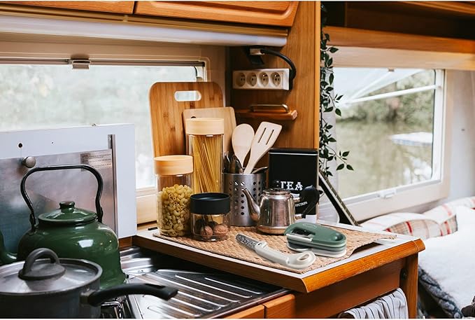 Kitchen Gadgets 6 Piece Set - Space Saving Cooking Tools Utensils for Small Kitchen, Stainless Steel Accessories for RV inside Camper Outdoor Gadgets Gifts Essentials Dishwasher Safe(Green)