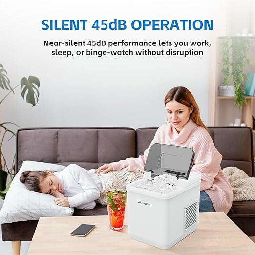 Alpicool Countertop Bullet Ice Maker, Ice Machine 9 Cubes in 8 Mins, 24Lbs/24H, Portable Ice Maker with Basket and Scoop for Home/Party/RV/Camping