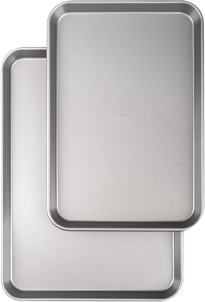 Goodful Nonstick Cookie Baking Sheet Set, Heavy Duty Carbon Steel with Quick Release Coating, Made without PFOA, Dishwasher Safe, 2-Pack Bakeware Set, 17-Inch x 12-Inch and 15-Inch x 10-Inch, Gray
