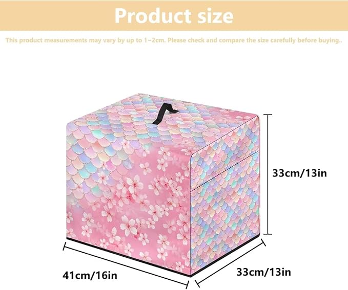 Meat Slicer Cover, 16x13x13 Inch Food Slicer Protective Cover, Fit Commercial Electric Deli Slicer Machine, Compatible with Household 200W 150W Meat Slicers, Mermaid Scale Flower Print