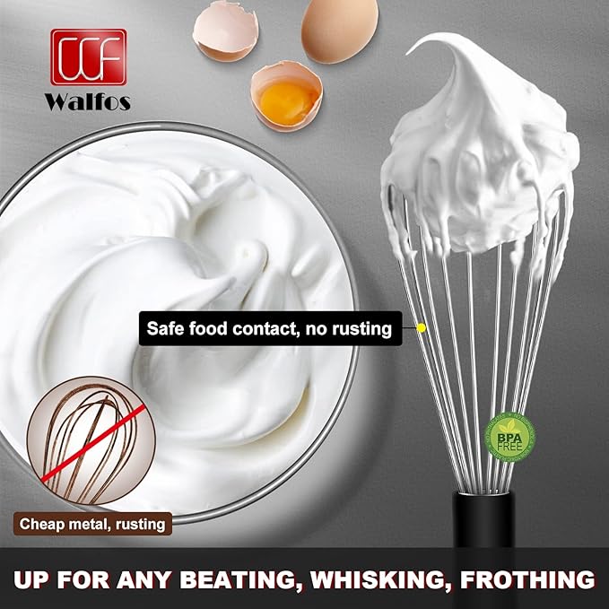 Stainless Steel Wire Whisk Set - 3 Packs Balloon Whisk, Thick Wire Wisk ＆ Strong Handles, Egg Frother for Cooking, Blending, Whisking, Beating and Stirring (7"+9"+11")