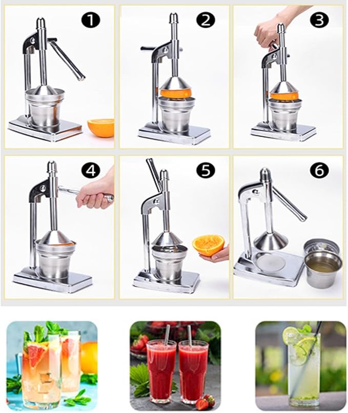 Cast Iron Juicer Hand Press, Heavy Duty Manual Juicer Stainless Steel Lemon Squeezer, for Fresh Orange Juice, Easy-to-Clean for Bar Kitchen