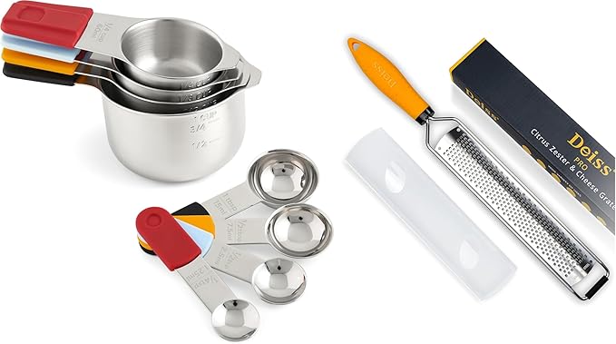 Deiss LUX Stainless Steel Measuring Cups and Spoons Set and Deiss PRO Lemon Zester