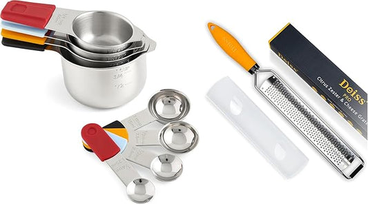 Deiss LUX Stainless Steel Measuring Cups and Spoons Set and Deiss PRO Lemon Zester