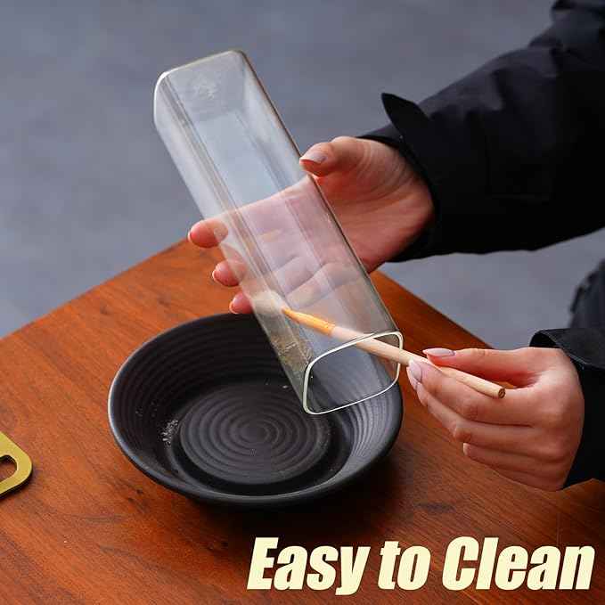 Ceremony Incense Holder, 2 in 1 Incense Burner for Sticks, Ash-Proof Glass Incense Burner for Meditation Yoga Spa Room Decor (2 in 1 Square) Ceremony Incense Holder, 2 in 1