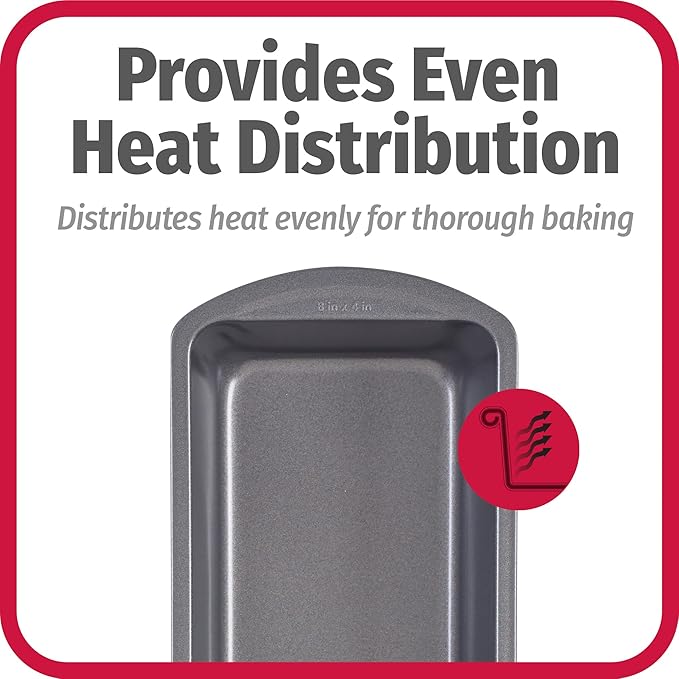 GoodCook Nonstick Loaf Pan Heavy-Duty Steel Bakeware with Easy-Clean Non-Stick Coating, Oven & Dishwasher Safe Pan for Meatloaf Breads Cakes Brownies Lasagnas Casseroles & More, 8 x 4-Inch, Gray