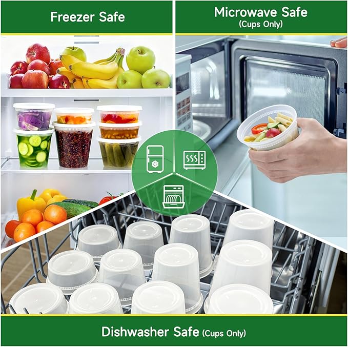 50 Set 16 oz Deli Containers with Lids, Leak-Proof BPA Free Plastic Take Out Bowls, Food Storage Containers for Takeout Meal Prep Storage, Freezer, Microwave & Dishwasher Safe